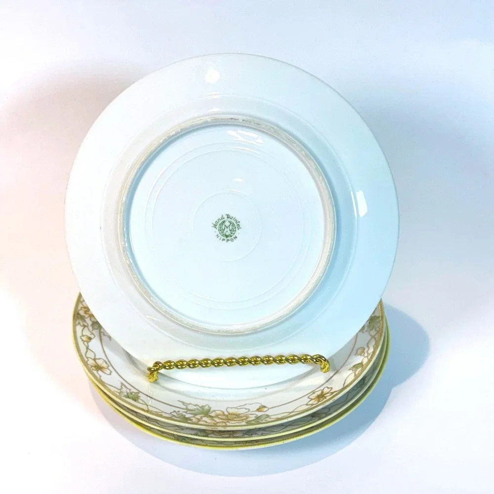 Antique Nippon Morimura Bros Set of 4 Floral & Gold 7.5